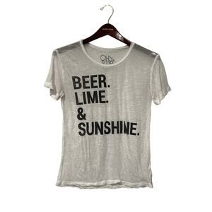 Beer.Lime.Sunshine, Sheer White Tee, Size XS, KB315